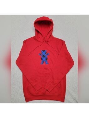 Grizzly Griptape Hoodie Red Blue Plaid Bear Logo Skateboarding Mens Medium NWOT